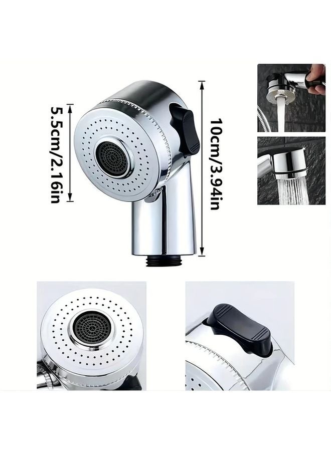 Silvery Hand Shower Sprayer Kit With Hose And Adapters For Sink Faucet - Image 3